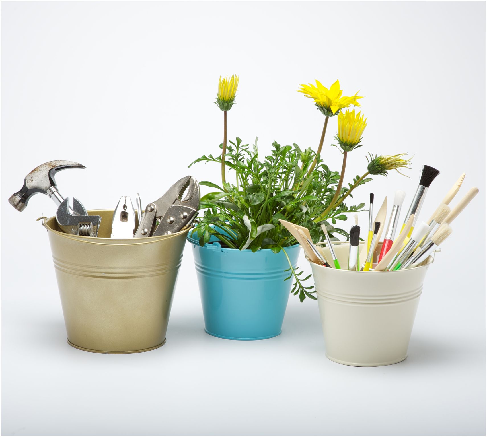 Painted Galvanised Metal Tin Buckets Pails Mini to Large Craftmill