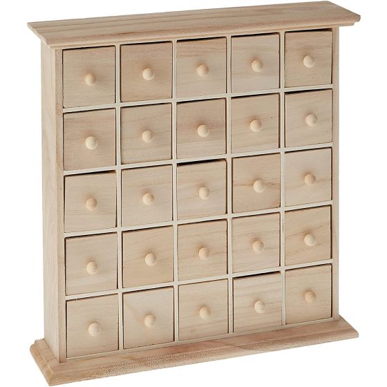 25 Drawer Square Wooden Advent Calendar