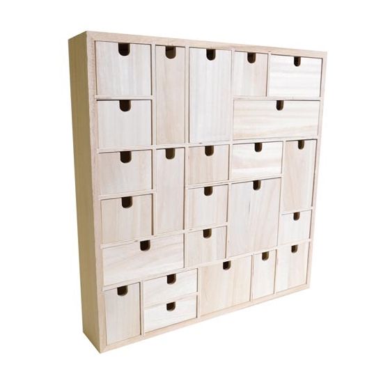 24 Drawer Advent Calendar - multi-sized drawers