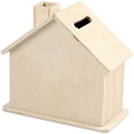 House Shaped Wooden Money Box