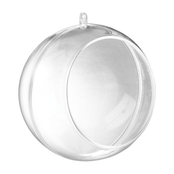 SALE !!! SIX Transparent Glass Tealight Balls Baubles with Hole to front - fill or put LED candles in