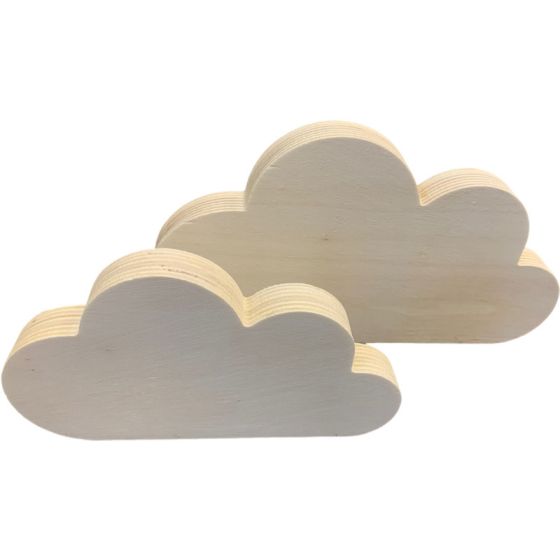 Set of 2 Chunky Plywood Cloud Plaques - Freestanding