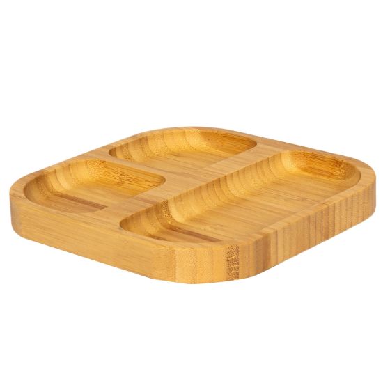 Childrens Square Plate with 3 Compartments & Orange Suction Base