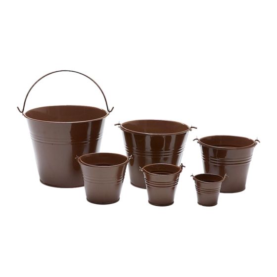 Chocolate Brown Galvanised Metal Bucket