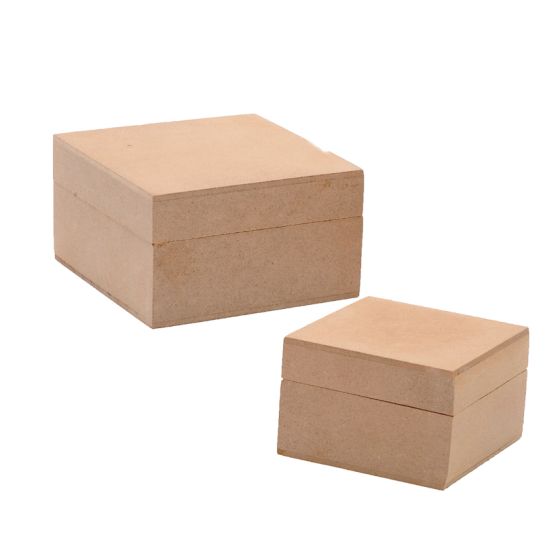 Pair of Square Shaped MDF Boxes with Lift Off Lids