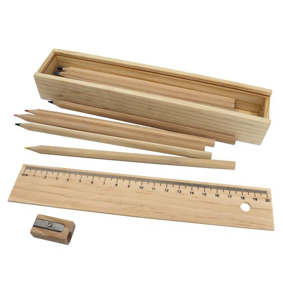 Sliding Lid Box with Ruler & Pencils