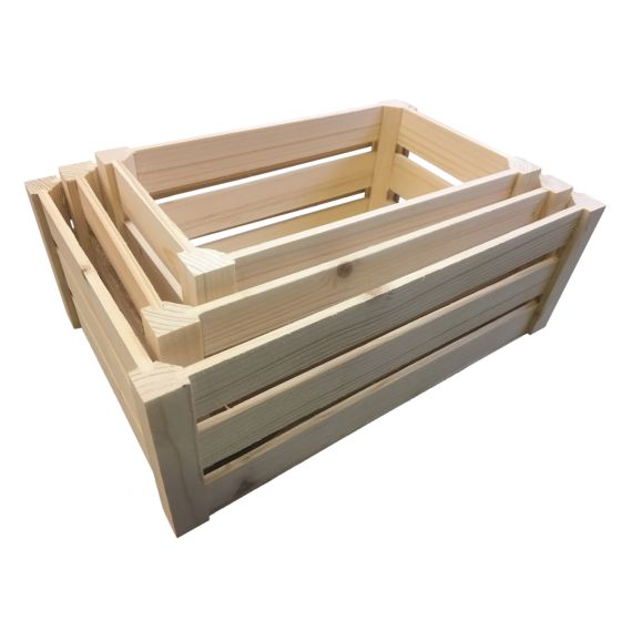 Plain Wooden Slatted Crates - choose as a set of 3 or individually!