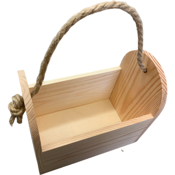 Solid Pine 20cm Condiment holder / Crate / Caddy with Rope Handle (open-top)