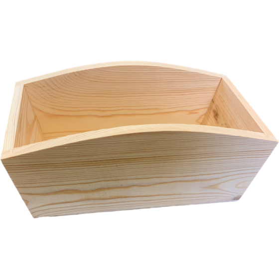 Seconds Quality - Solid Pine 24.5cm Open-top Condiment holder / Storage Box / Crate / Caddy with Curved Sides