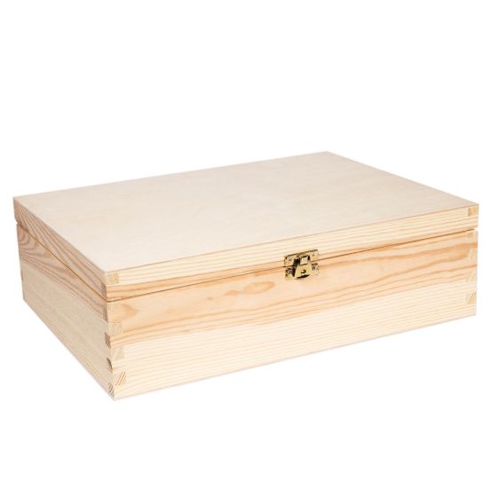 34cm Pine Rectangular Box with Clasp