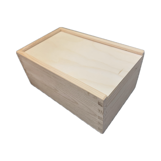 24cm Solid Pine Rectangular Photo Box with Sliding Lid