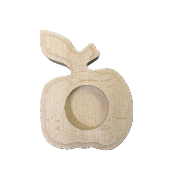 Apple Shaped Solid Beech Tealight Holder