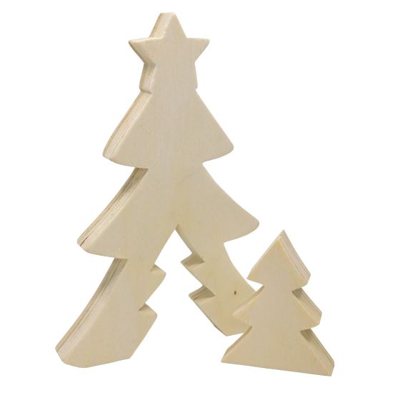 Nesting Pair of Freestanding Wooden Christmas Trees