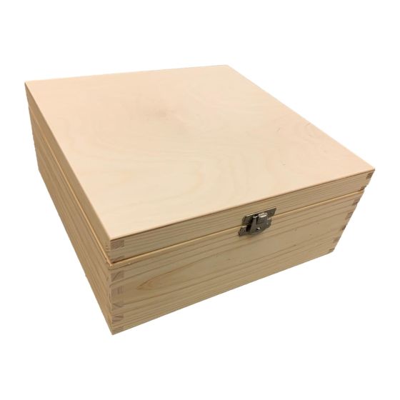 28cm Square Pine Keepsake Box with Silver Clasp