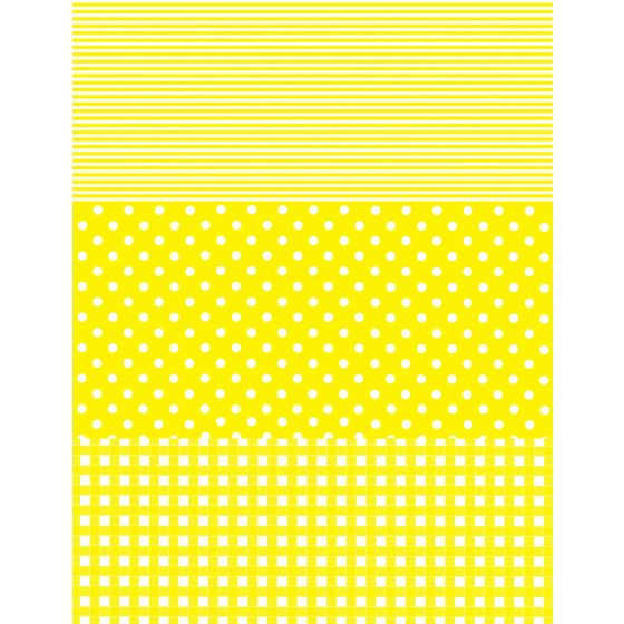 Decopatch Paper C 545 - Yellow and White Polka Dot / Check / Stripe Design - 3 sheets