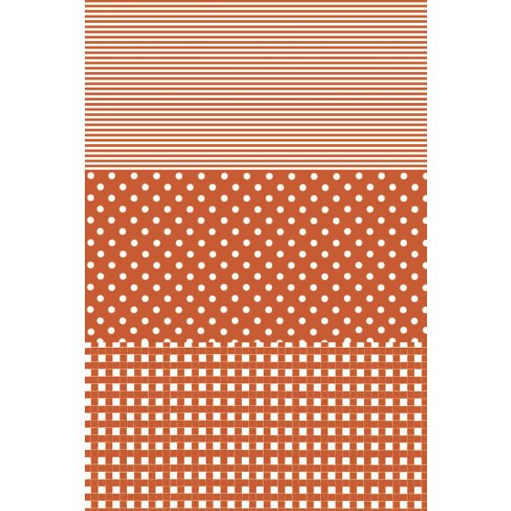 Decopatch Paper C 596 - Orange and White Polka Dot / Check / Stripe Design - 3 sheets
