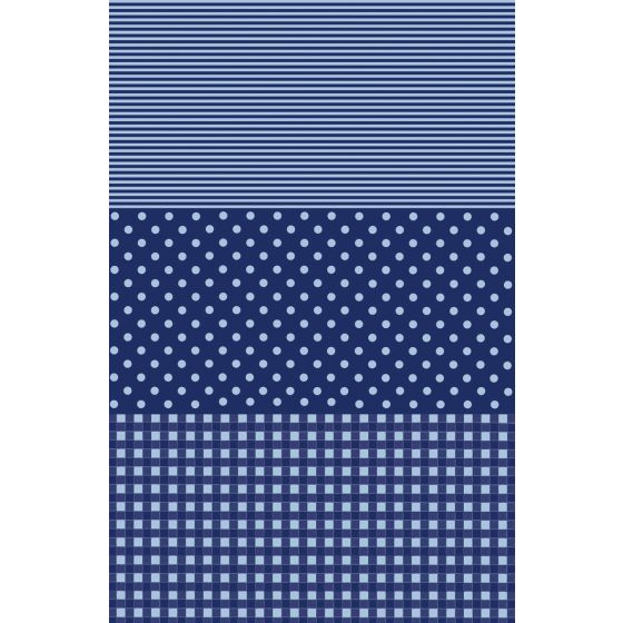 Decopatch Paper C 599 - Blue & Turquoise Polka Dot / Stripe / Check - 3 sheets