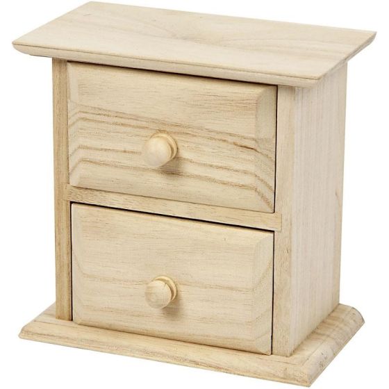 MINI 2 drawer wooden chest  - 13cm tall