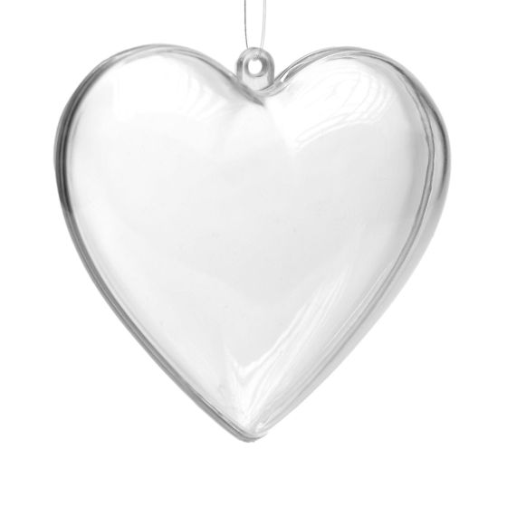 PACK of FIVE Transparent Clear Plastic Craft HEARTS - 10cm  (with hanging hole)