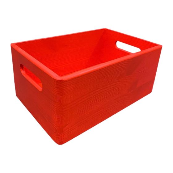30cm Red Wooden Crate with Handles