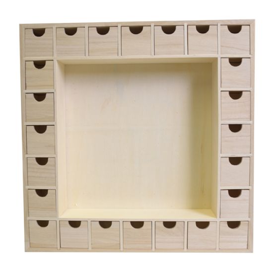 Square 24 Drawer Advent Calendar with Central Inner Frame to Decorate