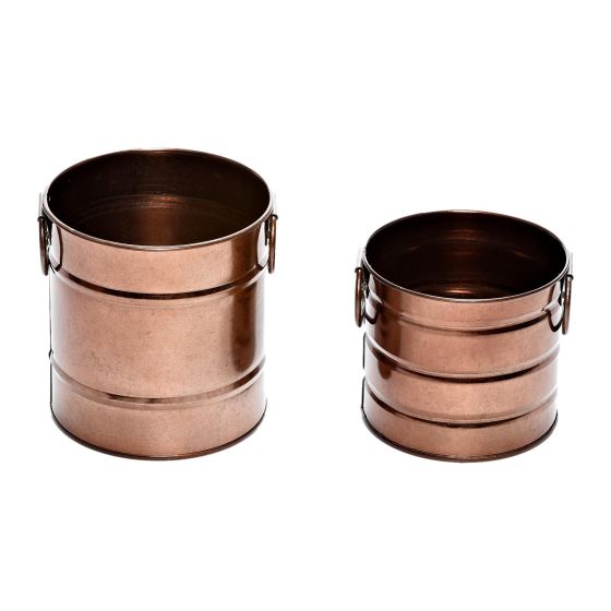 Dark Copper/Bronze Light Copper Galvanised Metal Bucket with Two Moveable Handles