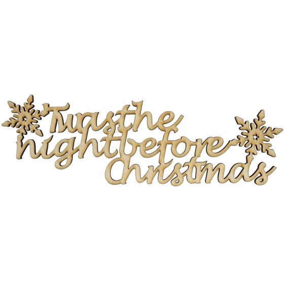 Wooden 'Twas the Night Before Christmas' Lettering / wording for Christmas Eve Box 15cm x 6cm