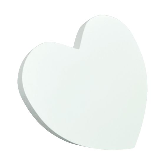 White Painted Wooden Heart Plaque with Hinged Stand  (self-standing)
