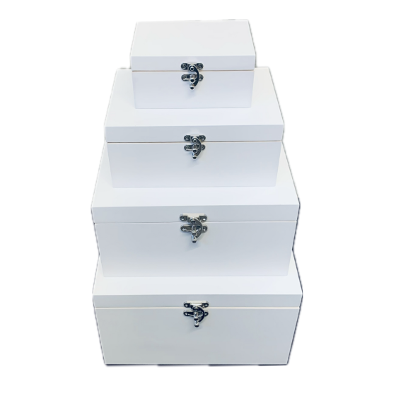 LUXURY White Painted Solid Wooden Deep Rectangular Boxes - CHOOSE SIZE