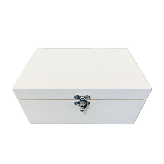 Seconds Quality - Luxury 22cm White Painted Solid Wooden Deep Rectangular Box - WBM5092