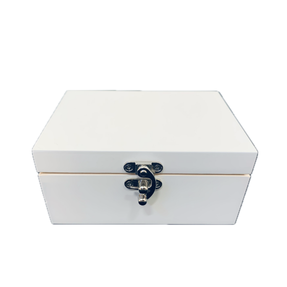 Luxury 15cm White Painted Solid Wooden Deep Rectangular Box - WBM5093