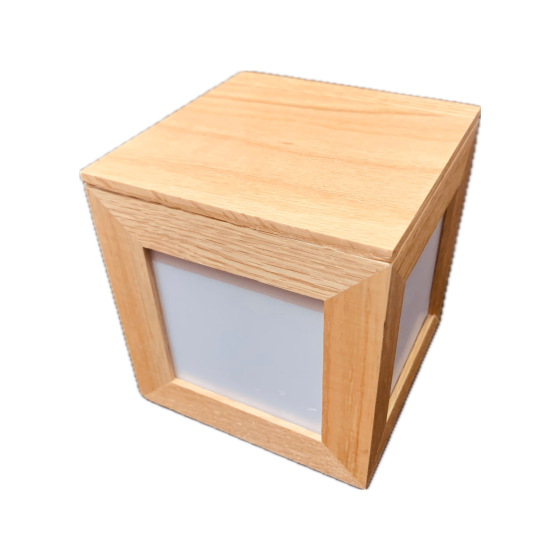 Solid Oak Cube Shaped Photo Box with Loose Lid - Slight Seconds