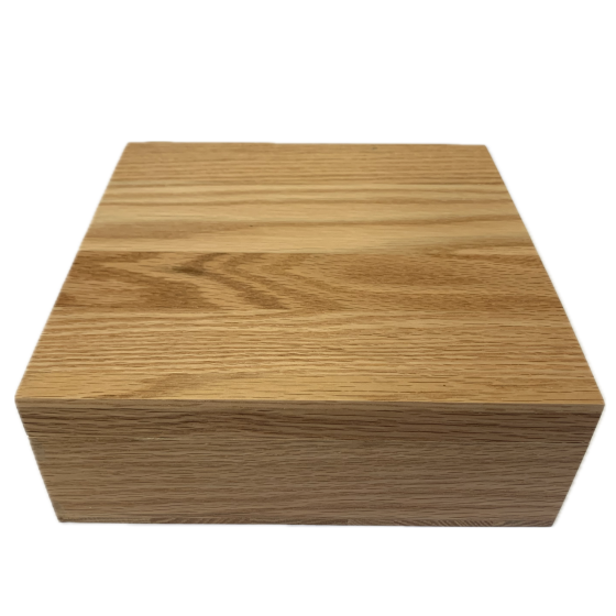 20cm Square Varnished Solid Oak Wooden Box with Lift-off Lid
