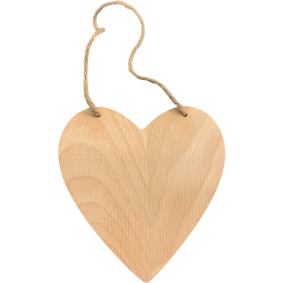 Beech 14cm Heart Plaque with Jute Rope