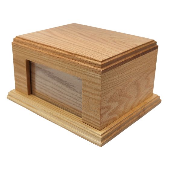 Solid Oak Wood Urn / Casket with Front Photo Space - WBM9007