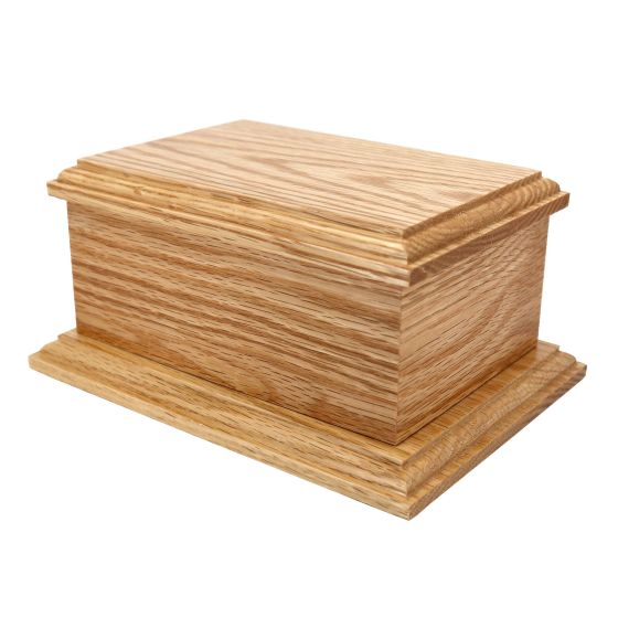 19cm Deluxe Solid Oak Wood Rectangular Urn - WBM9042