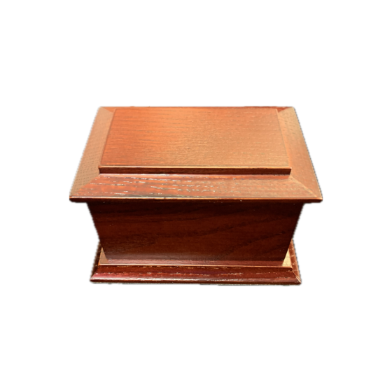 12cm Mahogany Stained Solid Ash Wooden Urn / Casket - XXS