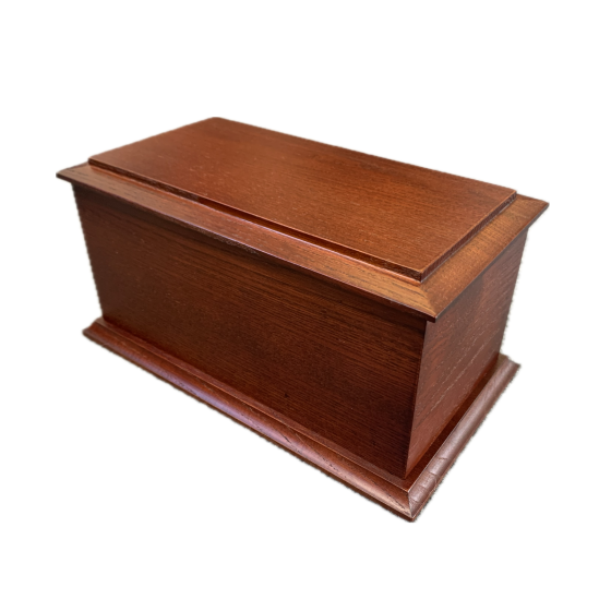 23cm Mahogany Stained Solid Ash Wooden Urn / Casket - XXL