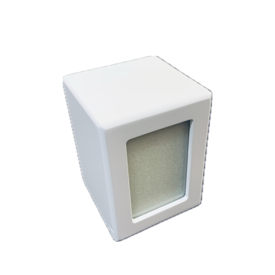 Luxury White Painted Small 13cm Solid Wooden Cuboid Urn / Casket with Front Photo Space