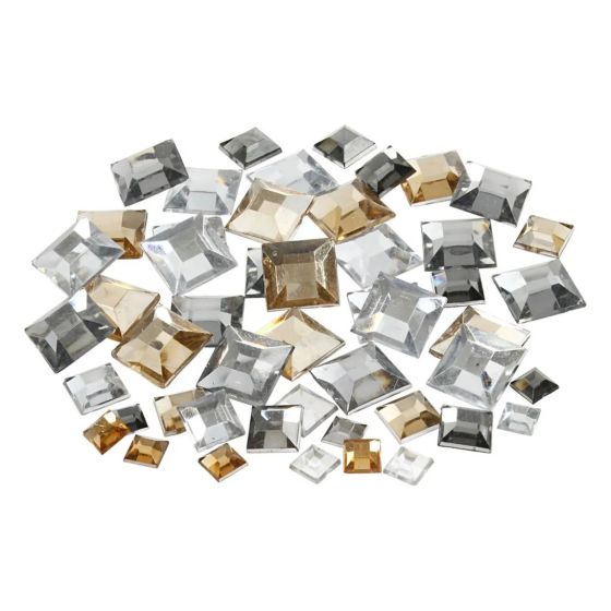Approx. 360 Square Silver & Gold Colour Rhinestones / Craft Gems
