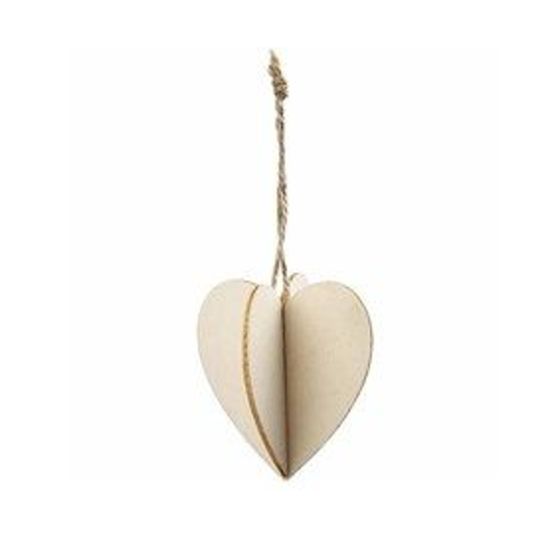 Pack of 3 Plywood Hanging Heart Decorations - Ornaments