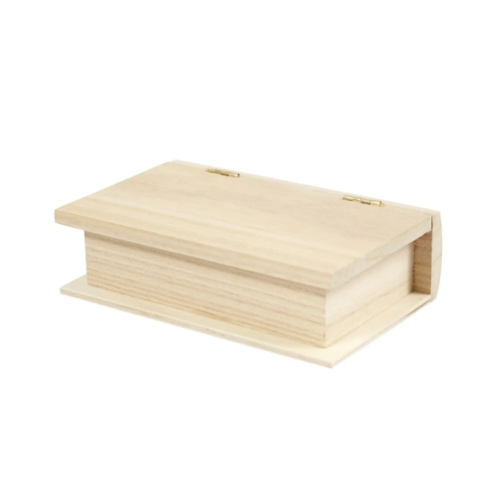 Mini 14cm Rectangular Book Shaped Wooden Box