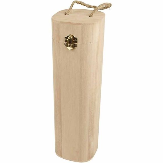 Seconds Quality - Wooden Wine Box with Hinges, Clasp & Rope Handle