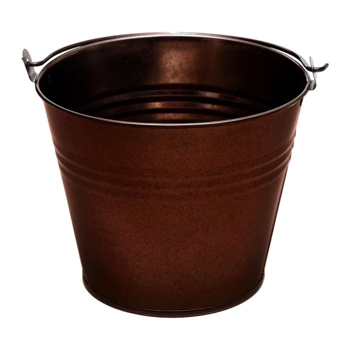 Bronze Dark Copper Coloured Galvanised Metal Bucket planter