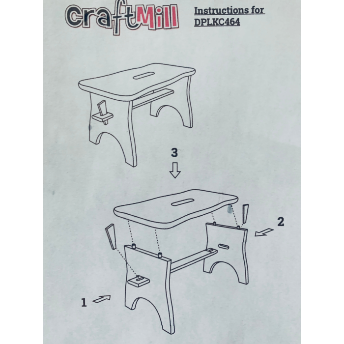Solid Pine Wooden Stool with Handle Hole