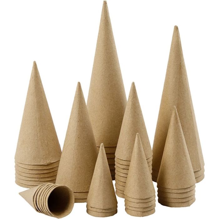 10 x Round Cardboard Cones H:10cm D:5cm Craft Handmade Paper Mache