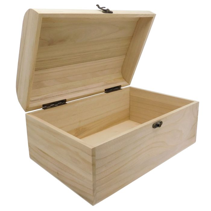 30cm Large Plain Wooden Pirate Treasure Chest Christmas Eve Box Craftmill