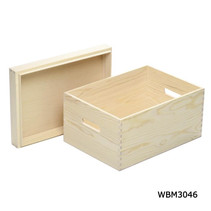 Wooden pine shop box with lid
