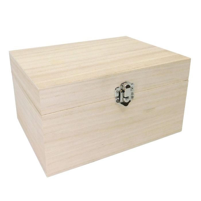 20cm Deep Rectangular Wooden Box with Silver Clasp WBM6004