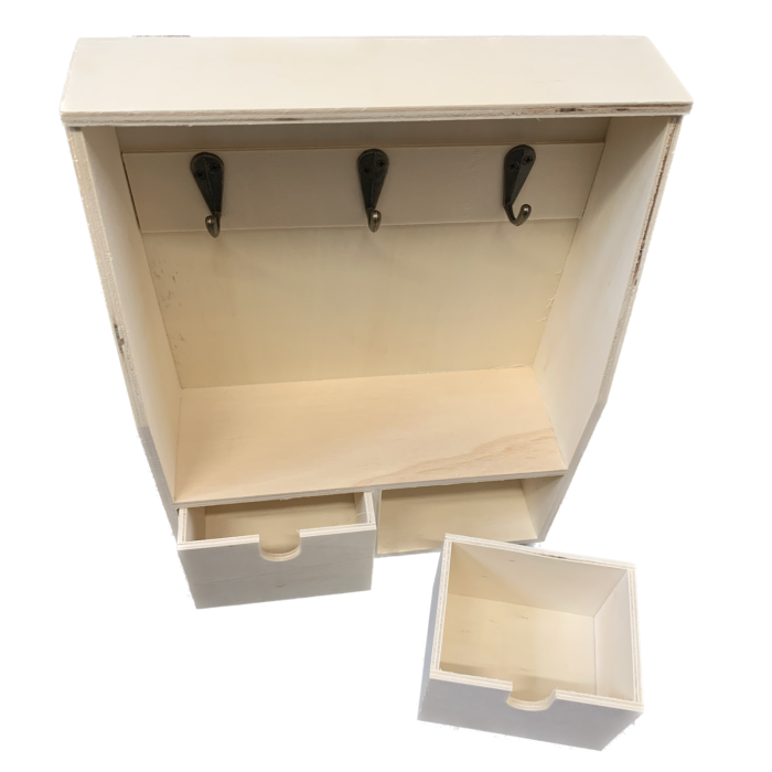 Plywood Storage Cabinet for Keys Coins Jewellery Trinkets with 2 Drawers